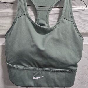 Nike Sports Bra Women's Medium Dri-Fit Swoosh Green Racerback Pullover Workout